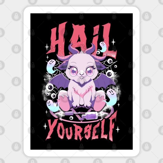 Hail Yourself Kawaii Pastel Goth Cute Baby Goat Baphomet Funny Halloween Sticker by creative